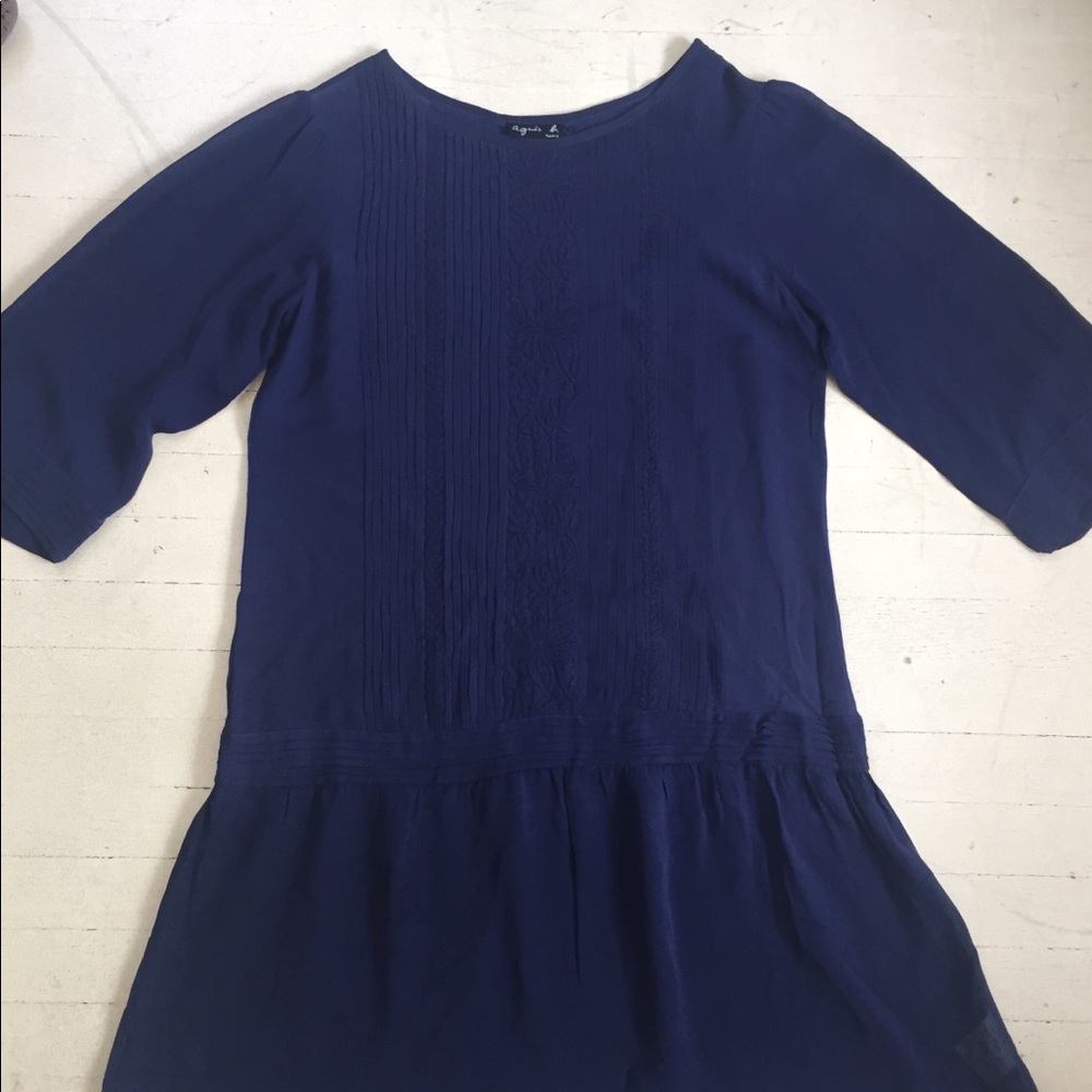 Agnes B. Sheer Embroidered Drop Waist Dress